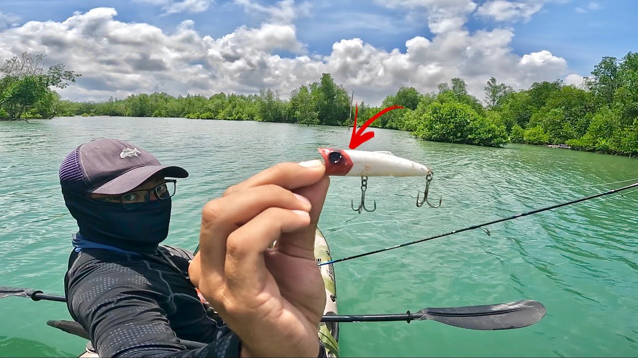 FULL SAMBARAN MINI POPPER .!!! KAYAK FISHING CASTING DI MUARA SUNGAI , FISHING AND COOKING