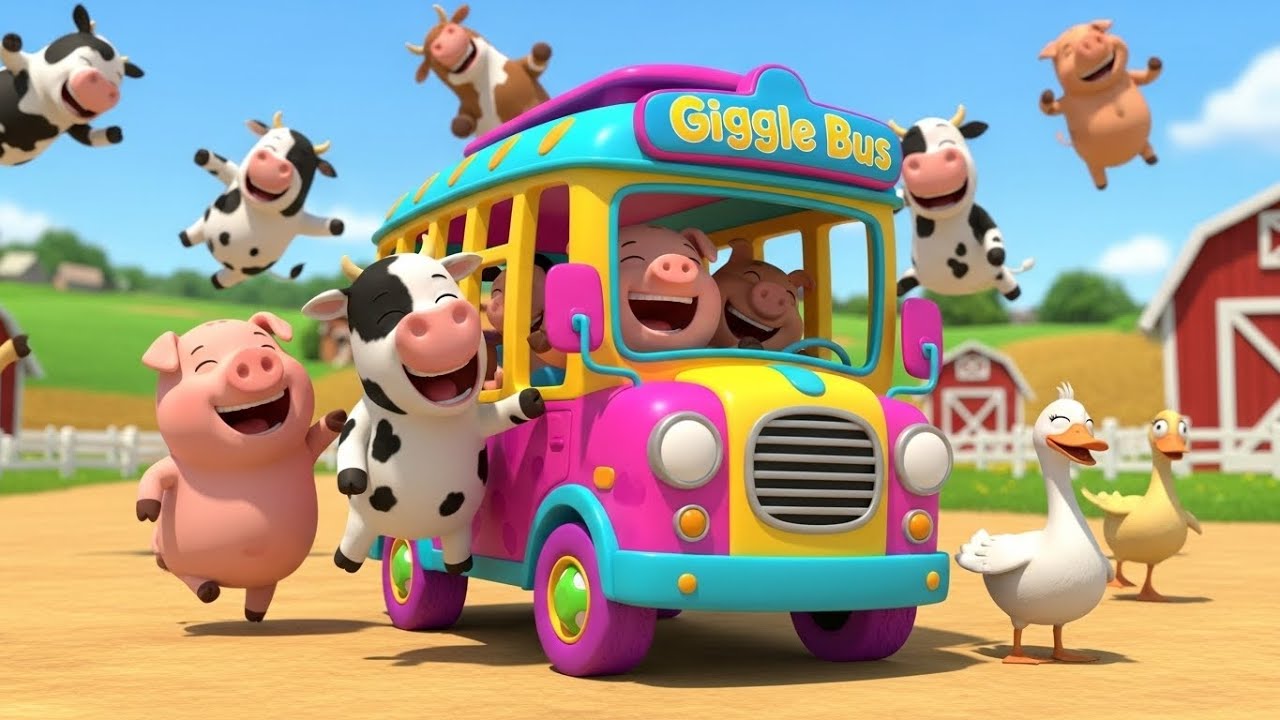 Автобус &laquo;Смех&raquo; посещает ферму 🚌🐮😄 | Детские песенки и колыбельные для малышей