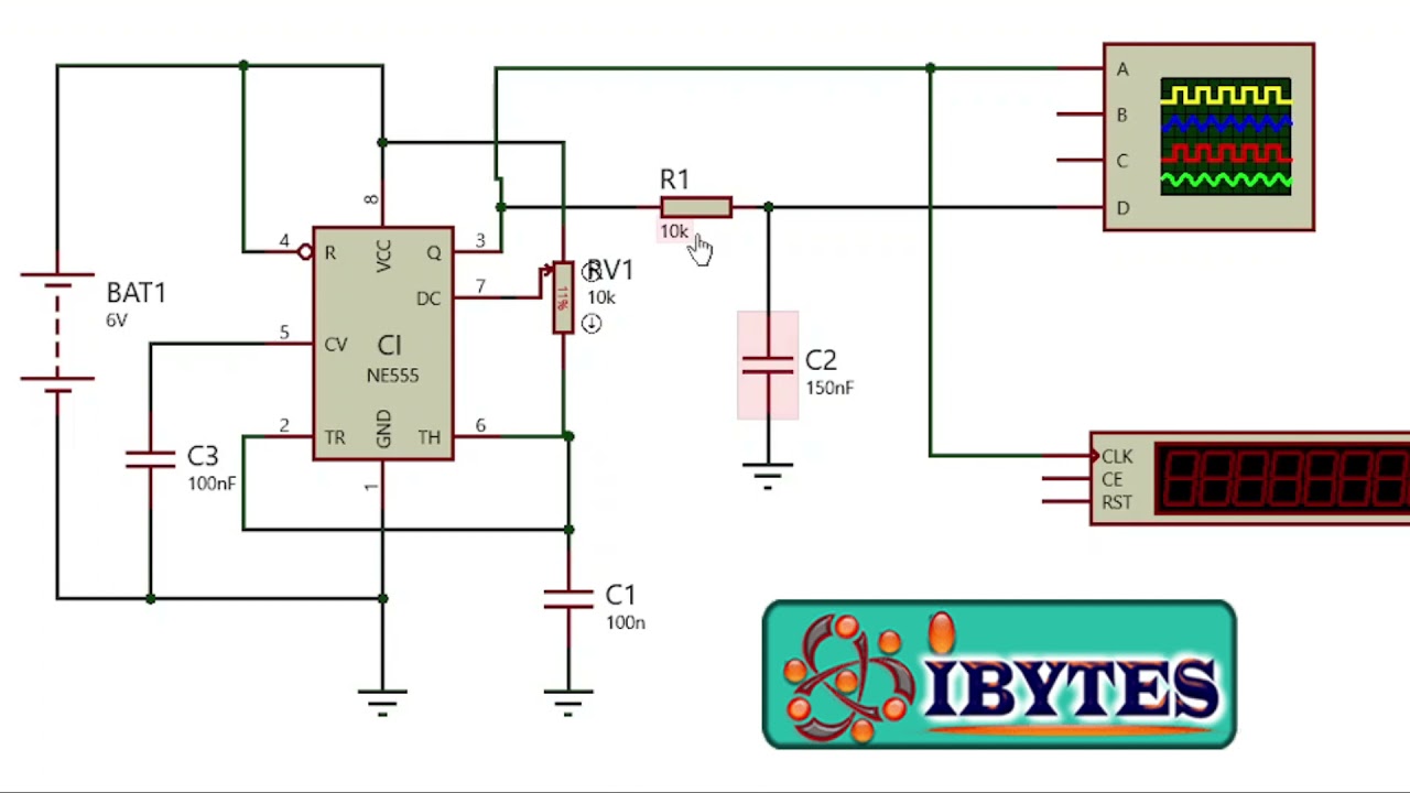 Gerador de Onda Triangular Com Frequ&ecirc;ncia Pr&oacute;xima de 1 KHz Com Circuito Integrado 555 #ibytesbrasil