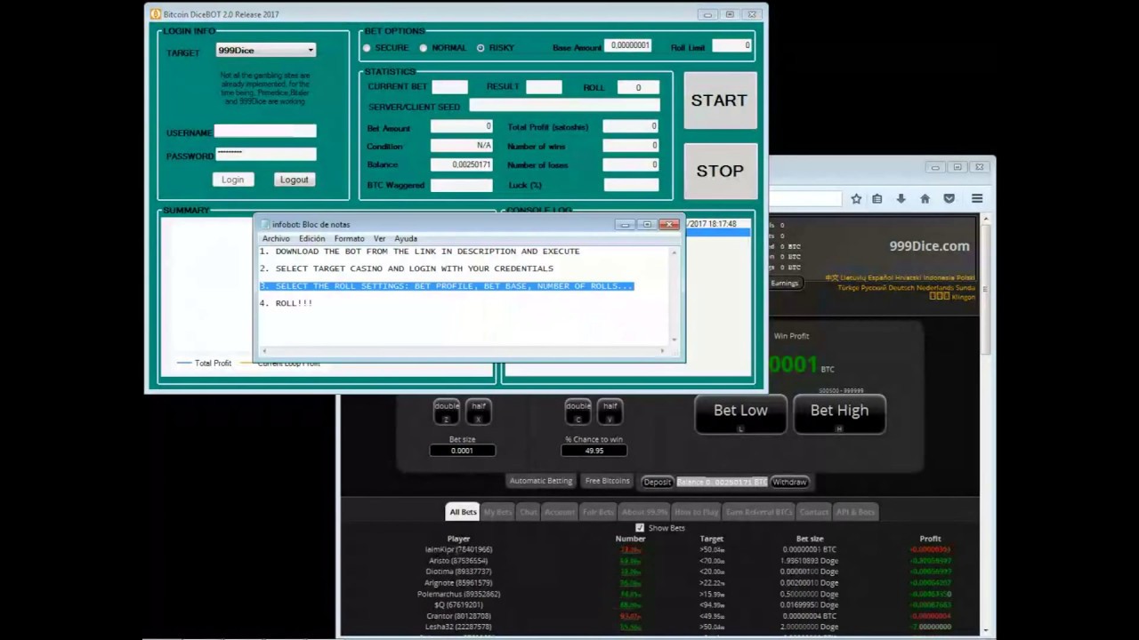 999Dice Bitcoin Strategy can win 5BTC Month