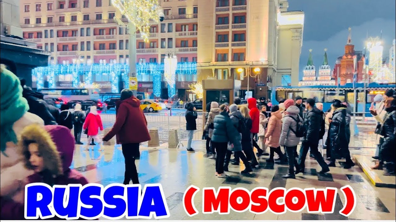 MOSCOW FESTIVE MOOD, Night Life, Merry Christmas, walking in the center of Russia's capital