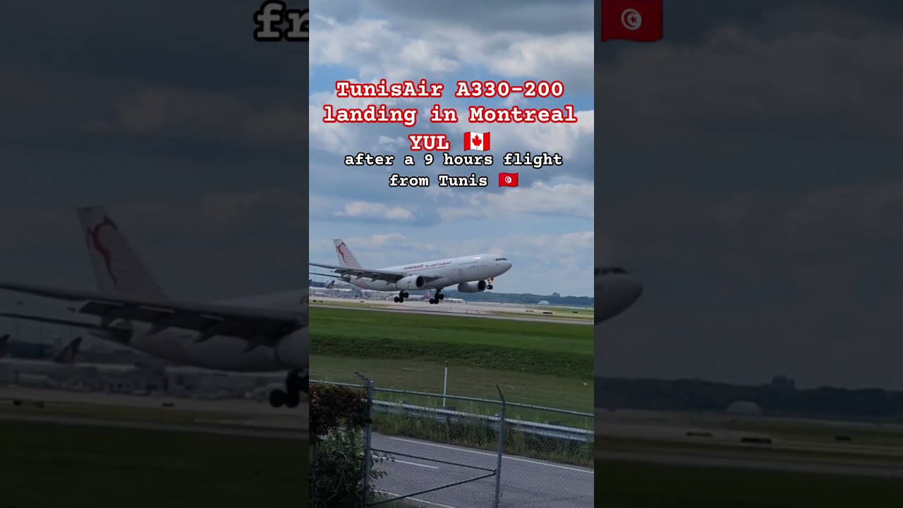TunisAir A330-200 landing in Montreal YUL 🇨🇦 #aviation #planespotting