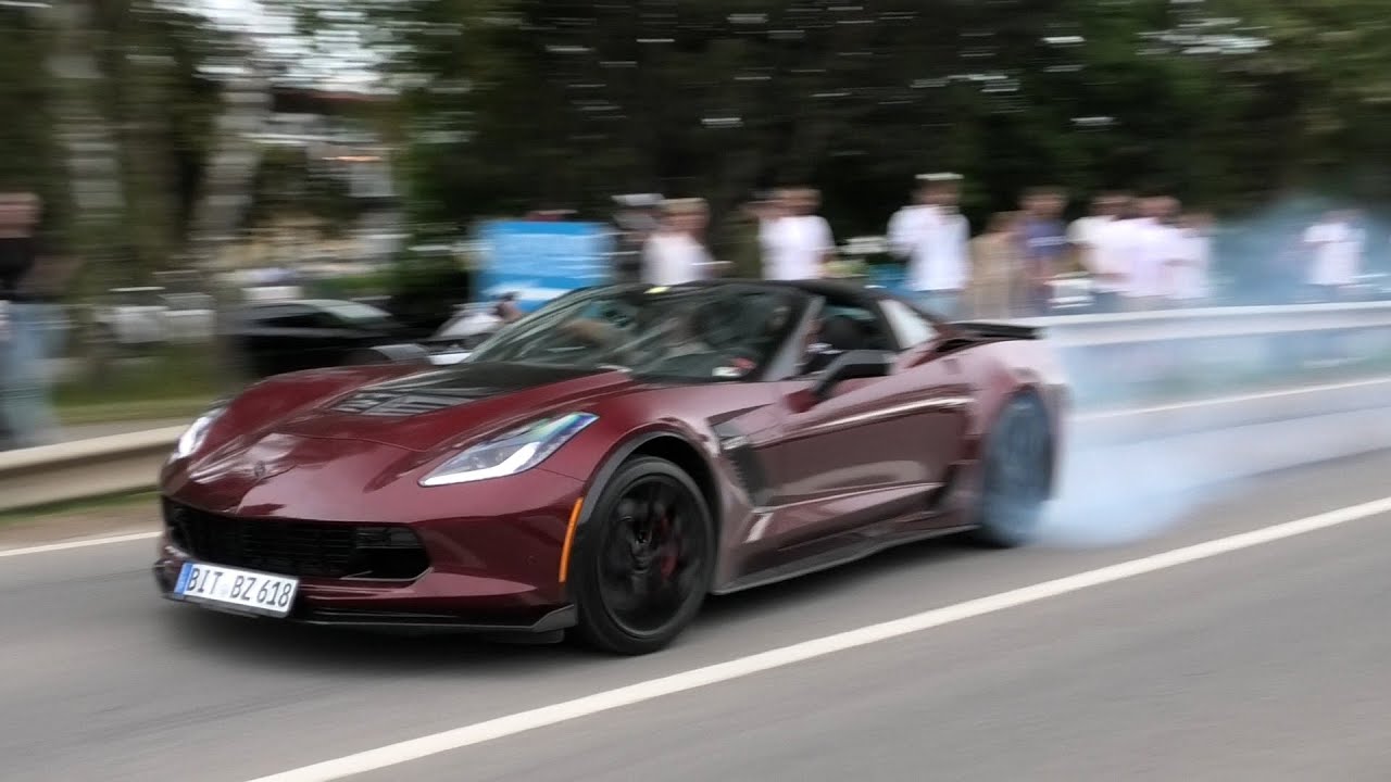 Supercars Leaving Cars & Coffee Luxembourg | LOUD ACCELERATIONS, NEARLY CRASH, BURNOUTS