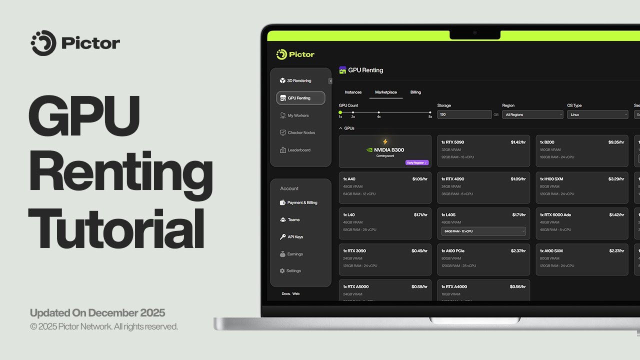 Pictor | GPU Renting Tutorial (Dec 2025)