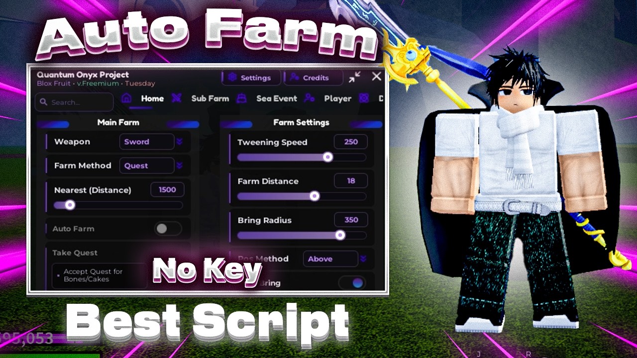 Blox Fruits Script [NO KEY] GUI - Auto Farm, Auto Quest, Auto Raid, Fruit Sniper, Mastery Fruit