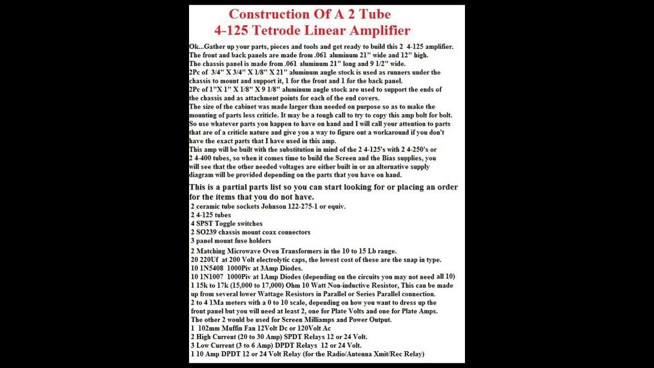 4-125a  A Grid Driven 2 tube Tetrode Amplifier Construction Project