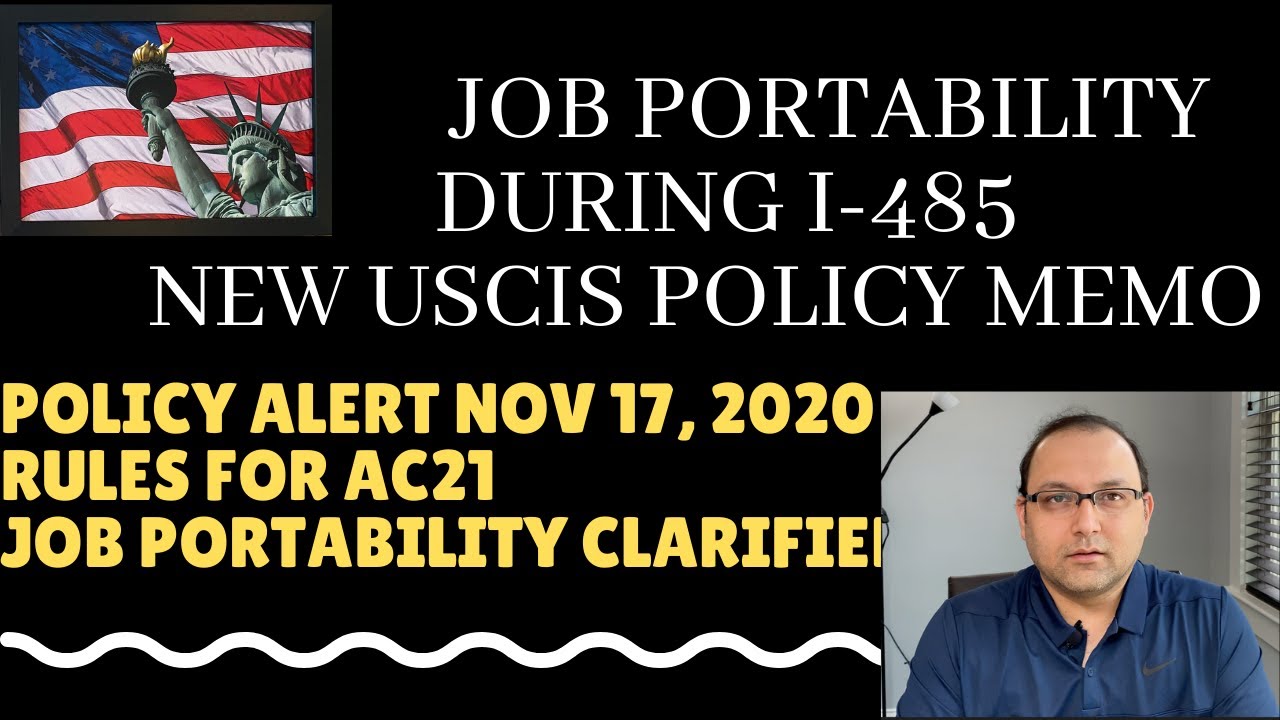 Policy Alert - Job Portability AC21 during I-485 - November 17th 2020