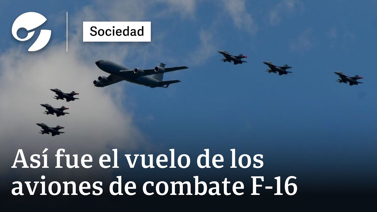 6 aviones F -16 DE COMBATE hicieron vuelos rasantes por El Obelisco y La Rosada