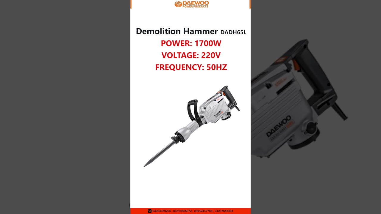 Demolition Hammer DADH65L 1700W | Heavy Duty Power Tool for Construction and Demolition