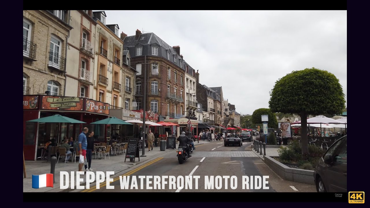 🇫🇷 Dieppe: Waterfront Moto Ride, Normandy / 4K