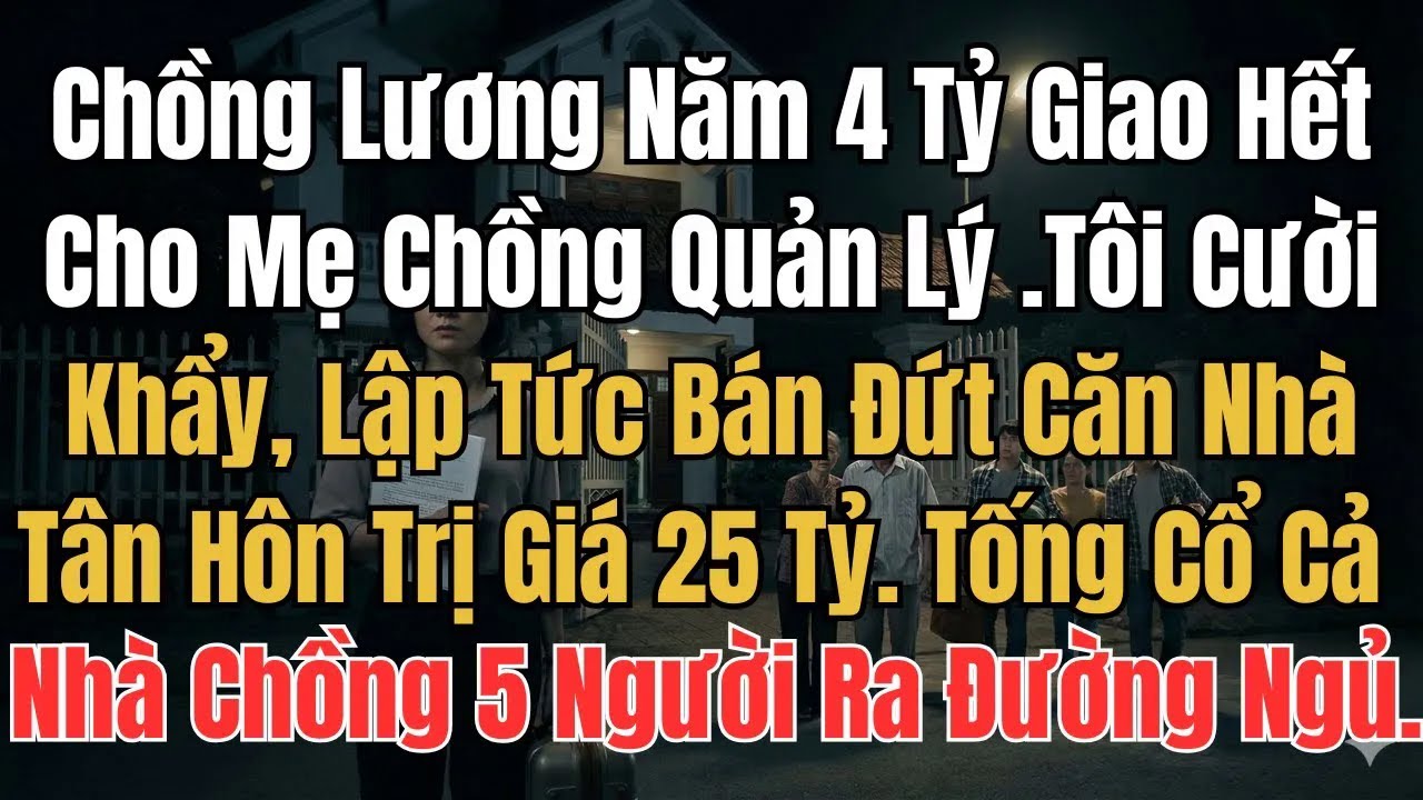 Chồng Lương Năm 4 Tỷ Giao Hết Cho Mẹ Chồng Quản Lý .Tôi Cười Khẩy, Lập Tức Bán Đứt Căn Nhà Tân Hôn