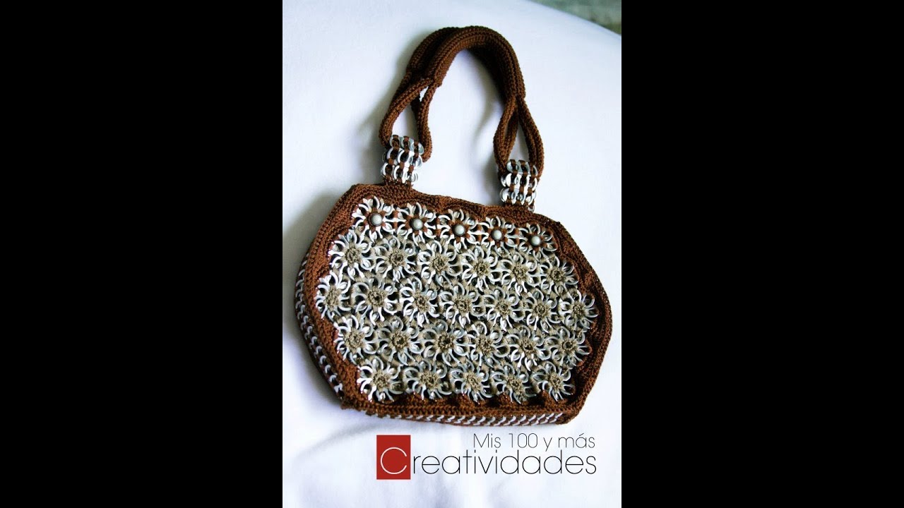 How to crochet a handbag with soda pop tabs: 