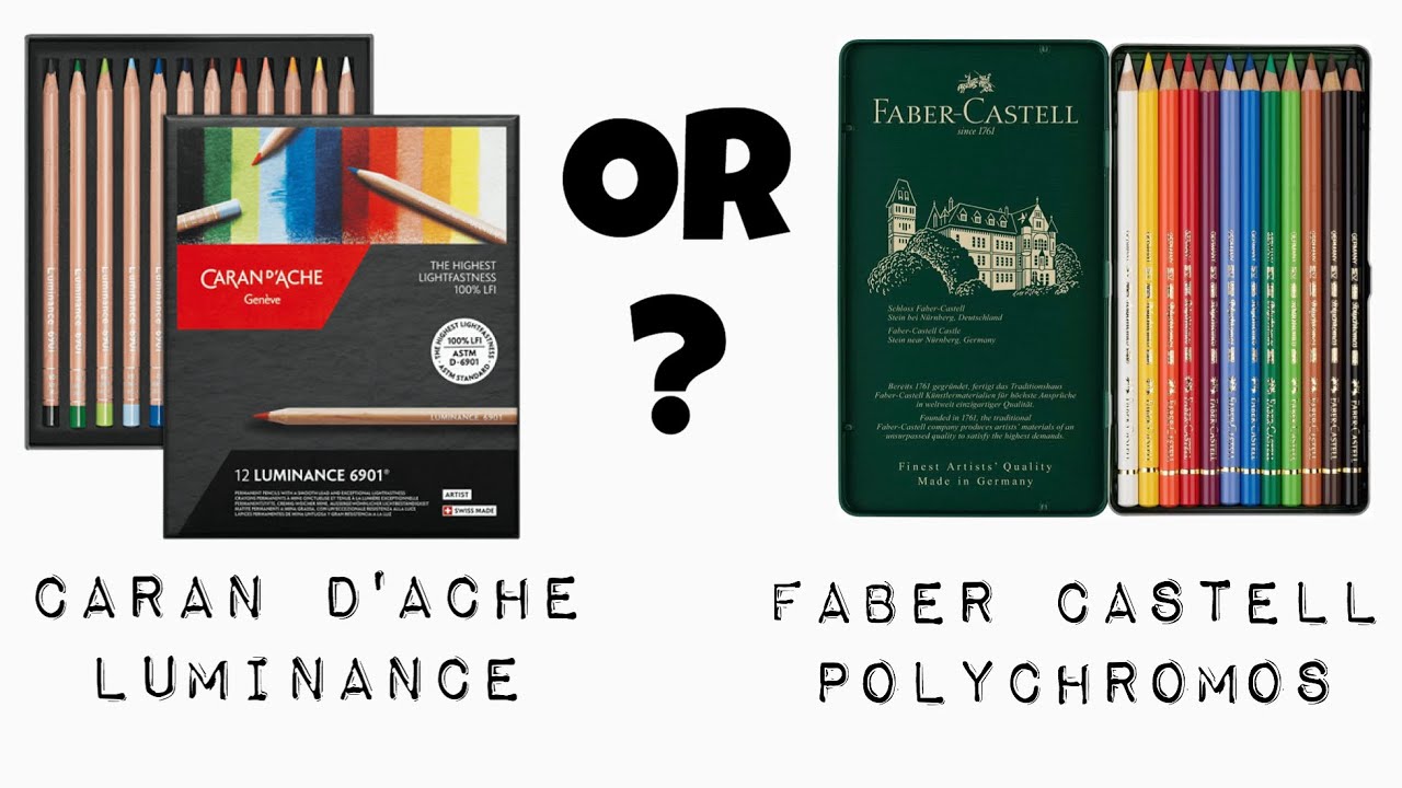 CARAN D'ACHE LUMINANCE and FABER CASTELL POLYCHROMOS | Set of 12 Unboxing & Side by side Swatching