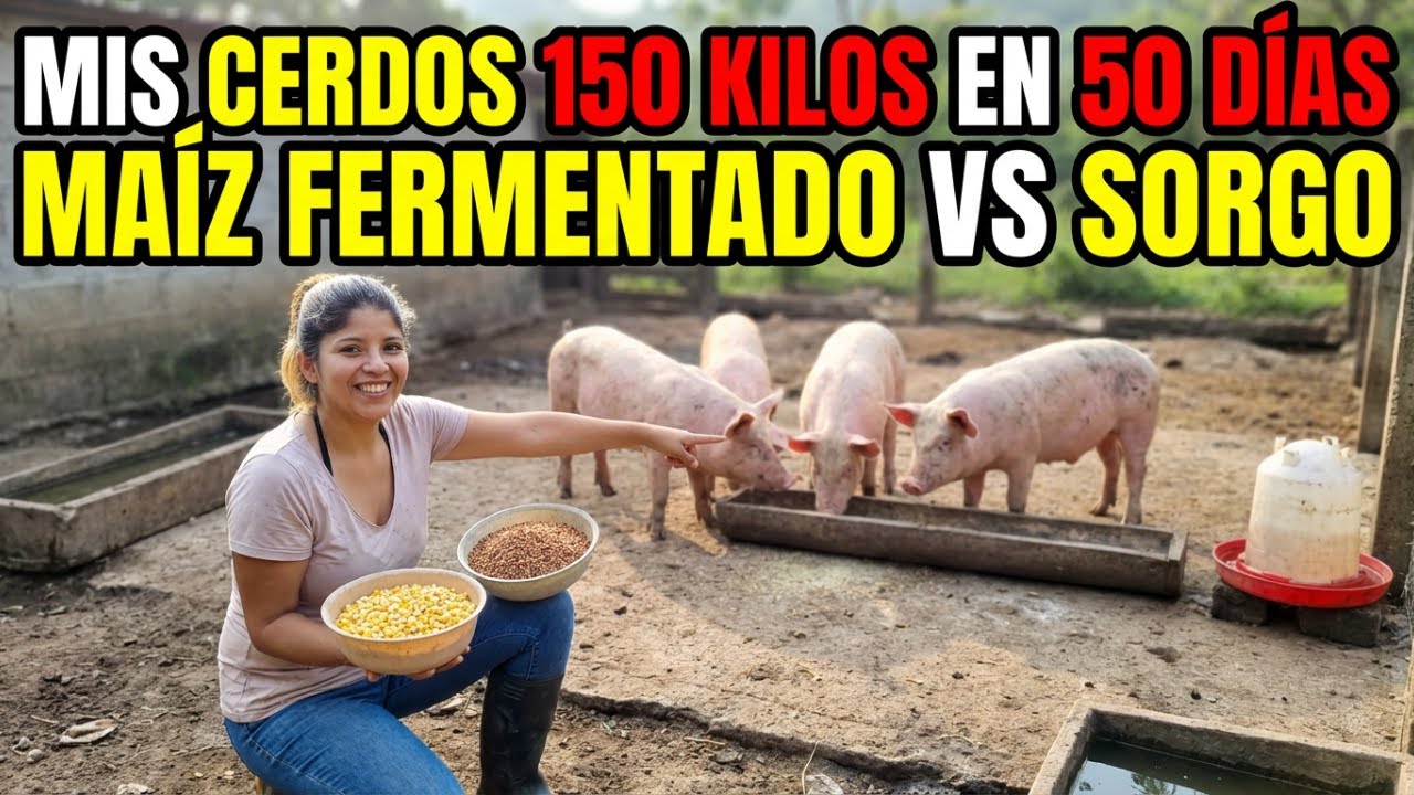 Cómo acelerar el crecimiento de MIS cerdos a 150 kilos EN 50 DIAS alimento Maíz fermentado vs sorgo