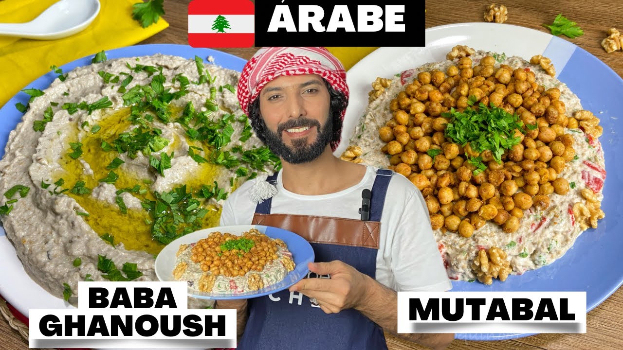 como fazer BABAGANOUSH e MUTABAL de berinjela Receita Árabe|