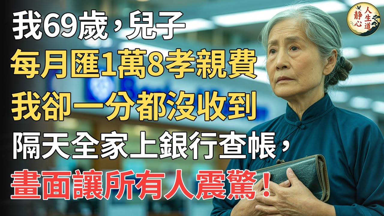 【我69歲】兒子每月匯1萬8孝親費，我卻一分都沒收到，隔天全家上銀行查帳，畫面讓所有人震驚！