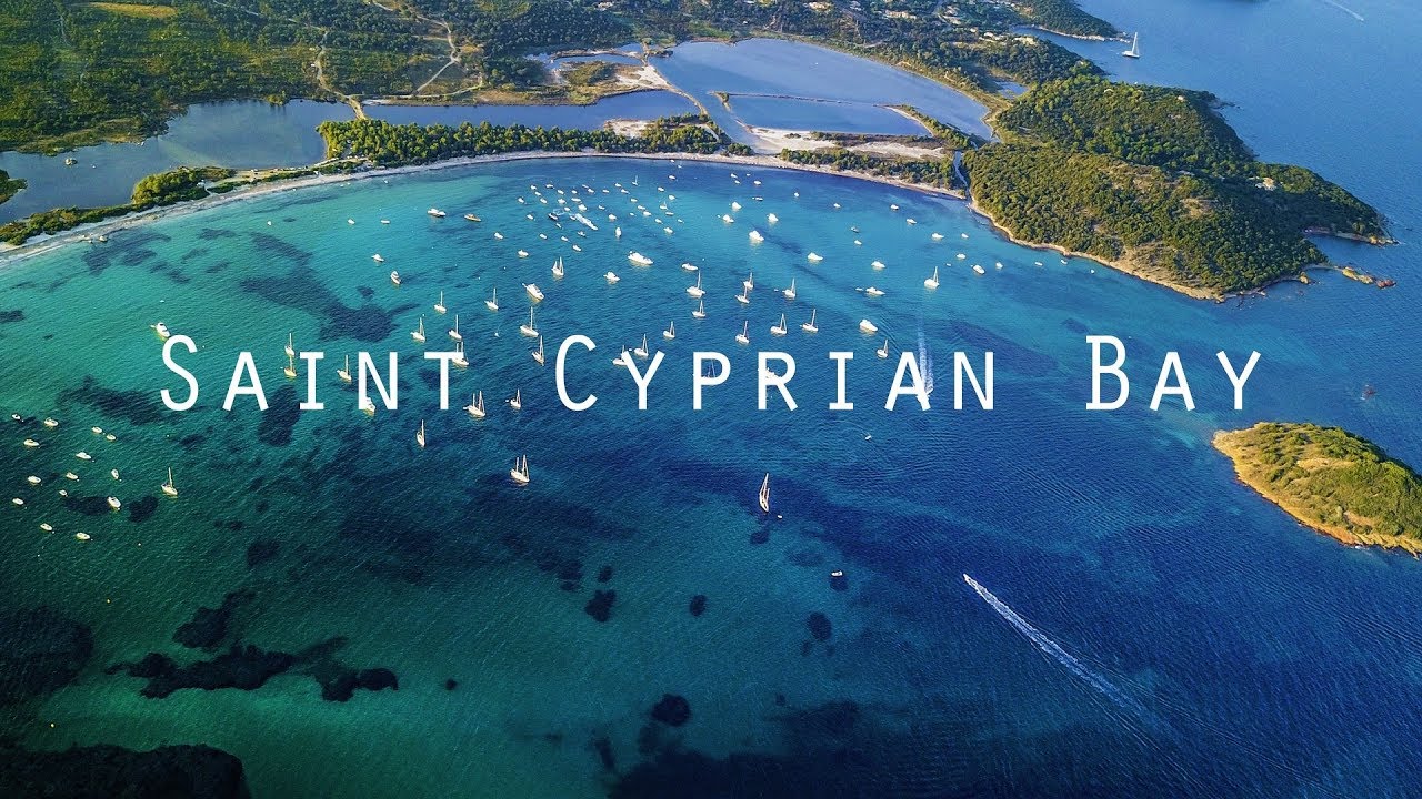 4K Video of Saint Cyprian Bay - Corse - France - from sky, beach and water.