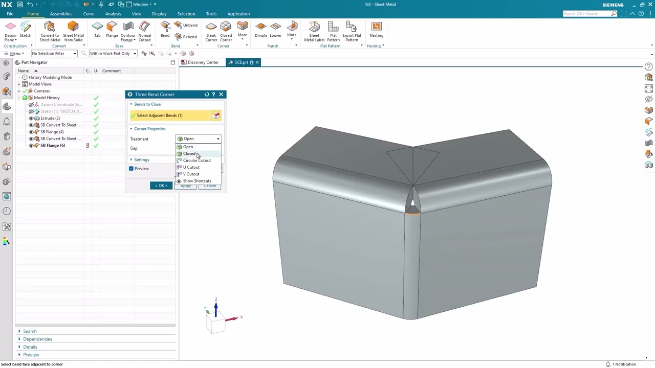 NX   Tips and Tricks   Three Bend Corner in Sheet Metal
