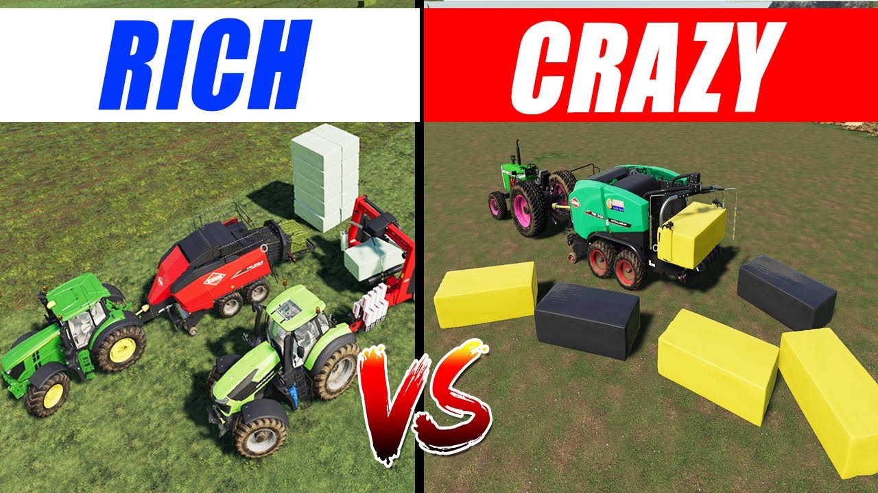 Farming Simulator 19: Rich VS Crazy; Direct Square Silage Making!!
