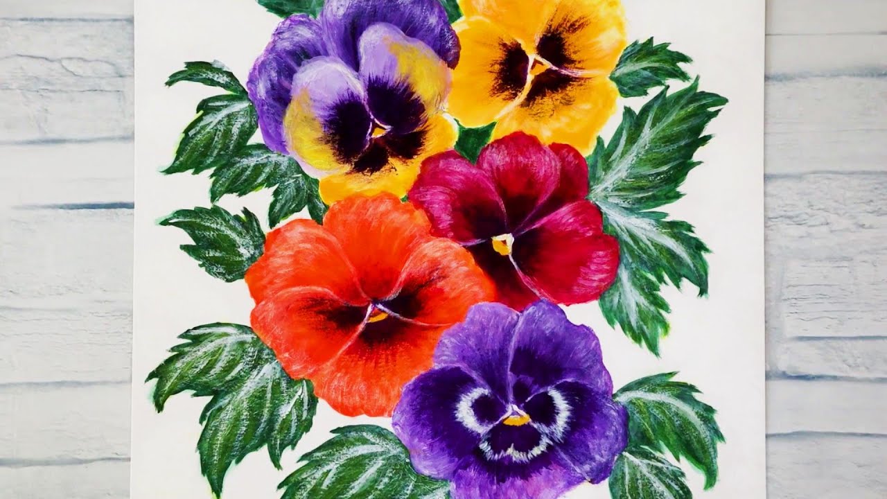 Easy Pansies Acrylic Painting / Simple Flower Painting for Beginners / Ree Art