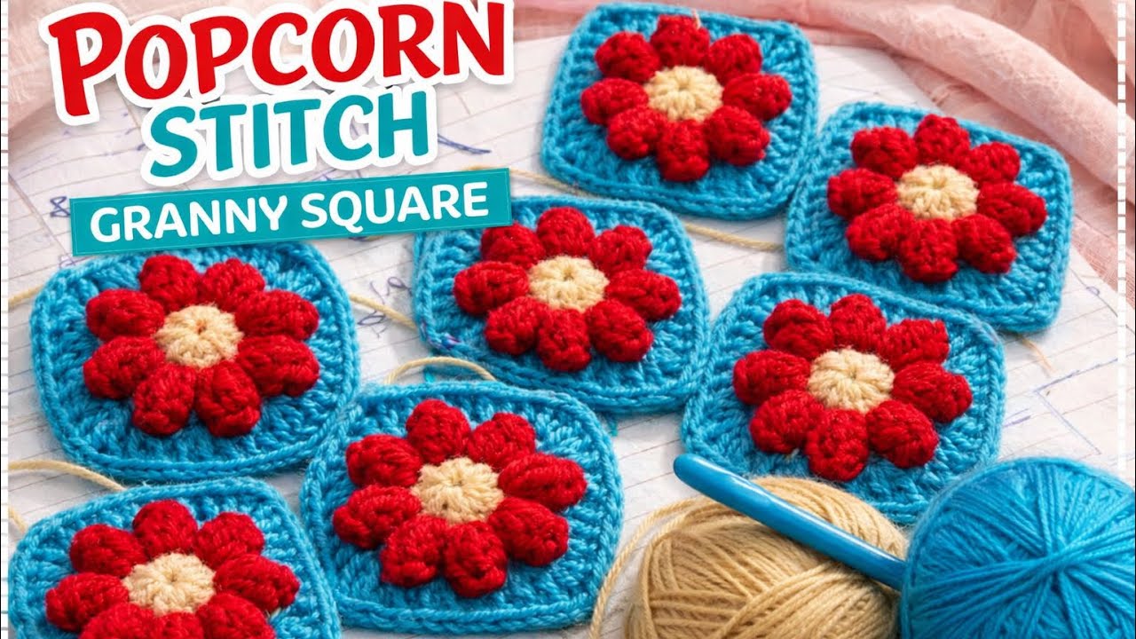 ⚡️ This Popcorn Stitch Granny Square Will Steal Your Heart 😍🧶