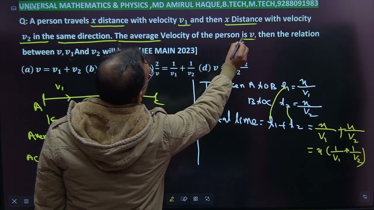 A person travels x distance with velocity v1 and then x distance with velocity v2 same same directio