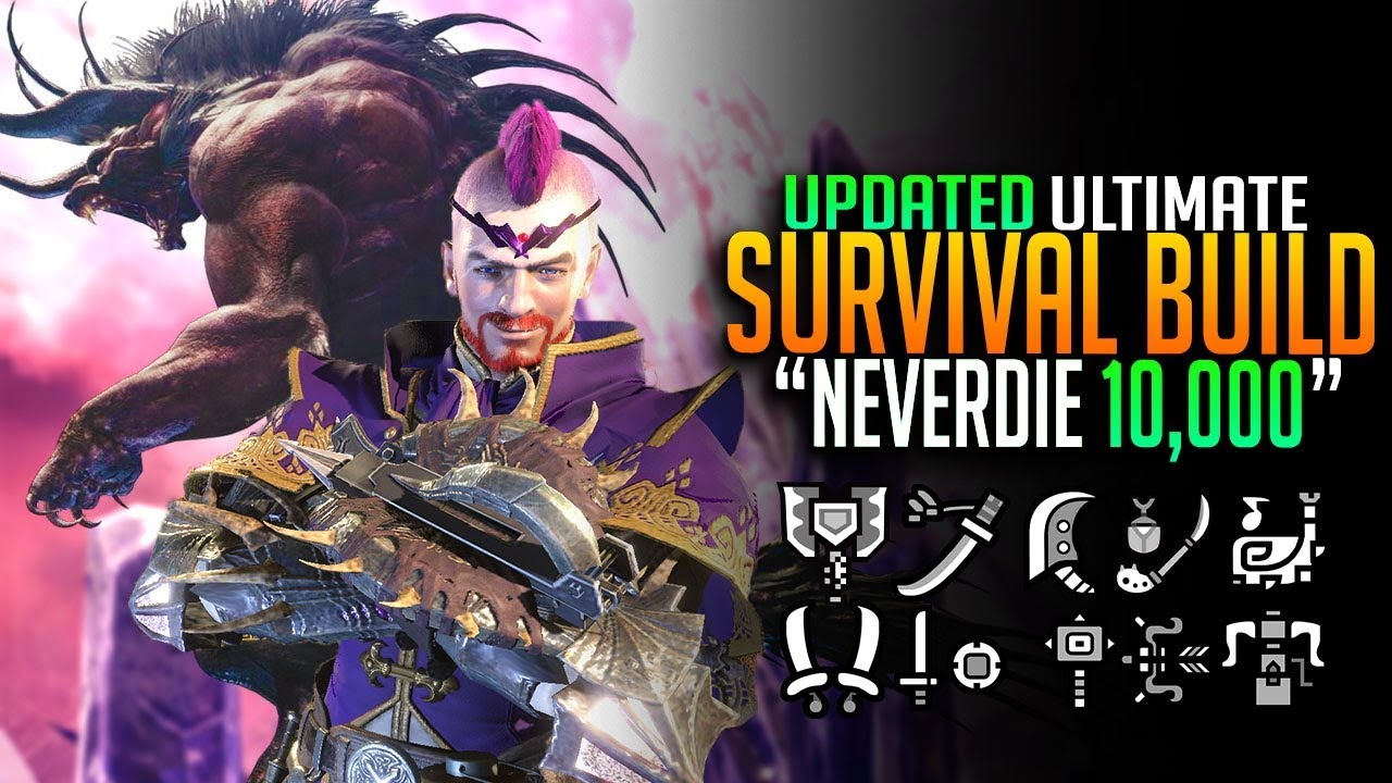 UPDATED Never Die 10,000! Ultimate Survival Build! Monster Hunter World Mixset