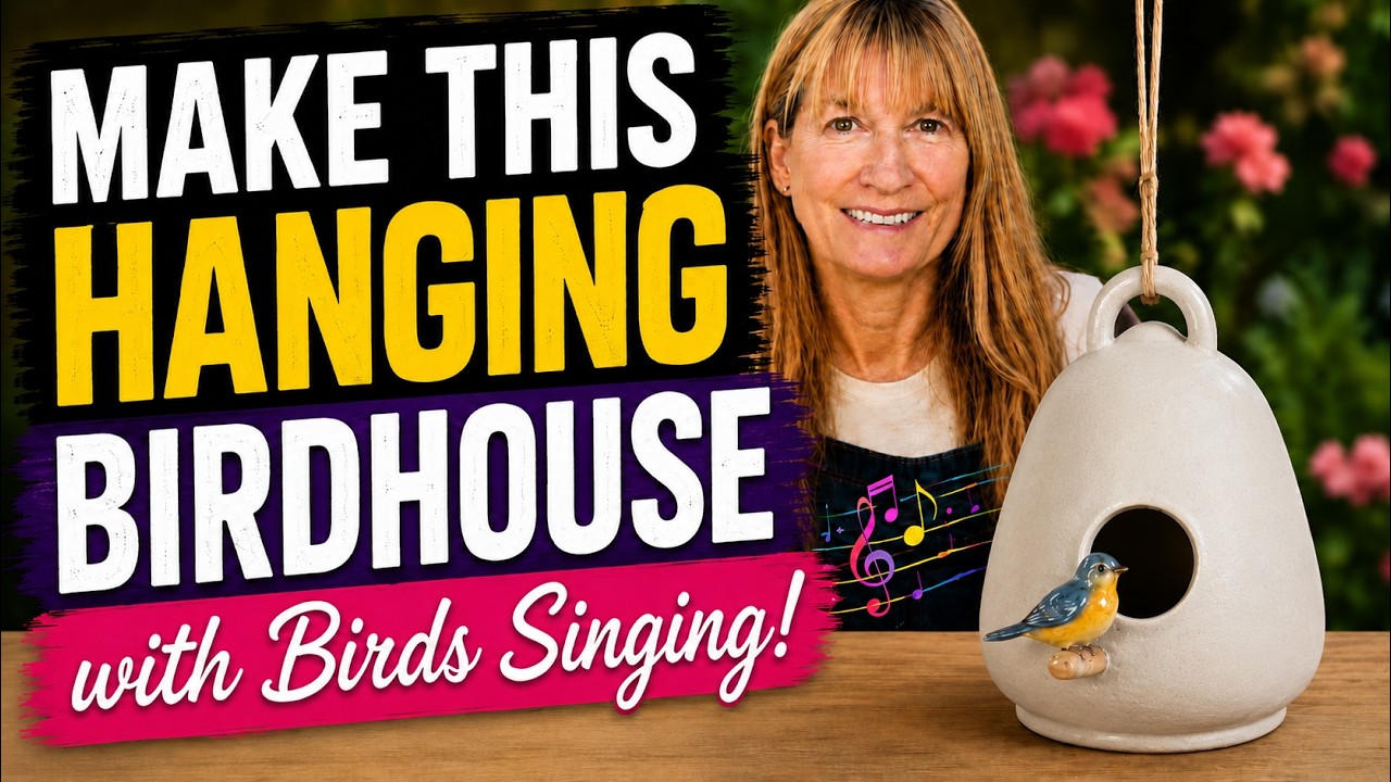 Making a Hanging Birdhouse with Birds Singing - Backyard Pottery Making