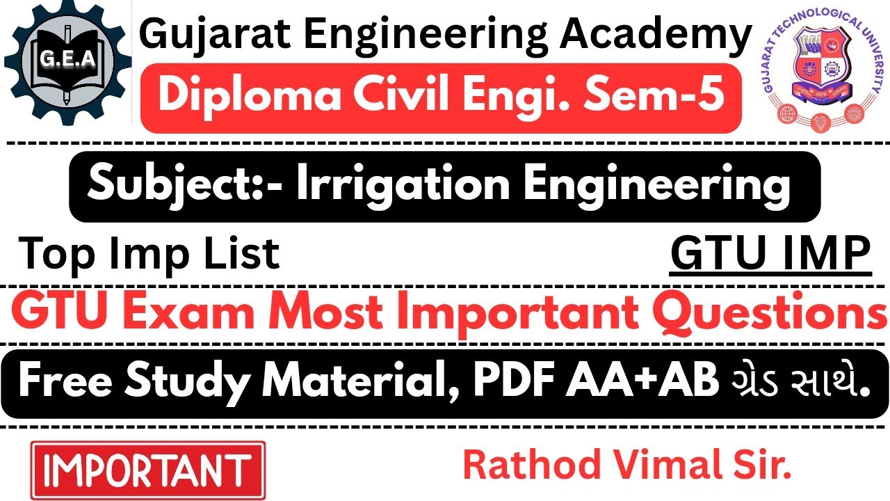 📘GTU IMP Questions Irrigation Engineering🔥| Diploma Civil Engg Sem-5💯| Free & Study Material✅#gtuimp