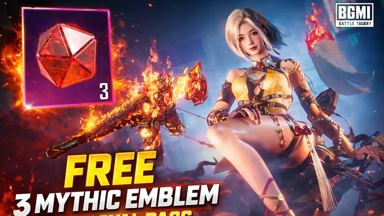 BGMI FREE MYTHIC EMBLEM AND ROYAL PASS JUS 340 RUPESS😍