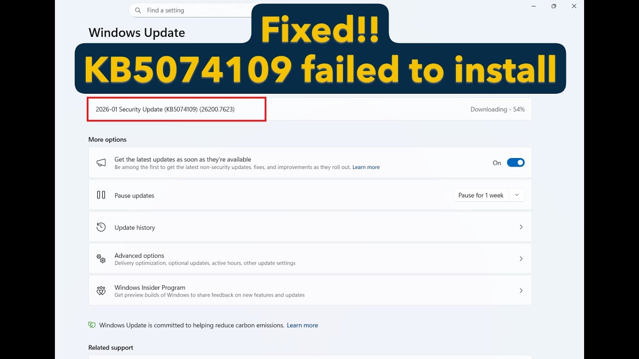 How to fix update KB5074109 failed to install in Windows 11 25H2 or 24H2