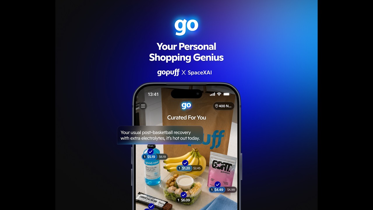 Знакомьтесь, Go &mdash; ваш личный гений покупок | Разработано совместно Gopuff и SpaceXAI