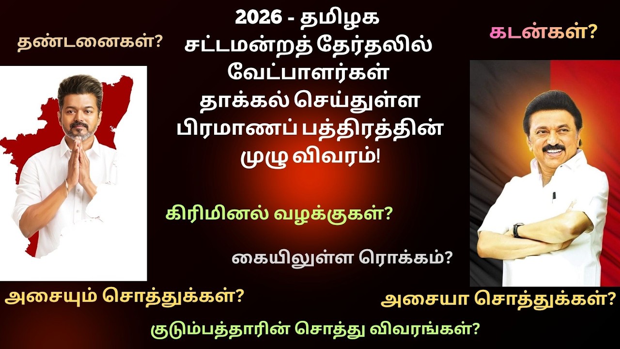 Tamil Nadu Election DMK M.K. Stalin vs TVK Vijay Wealth, Vehicles, Liabilities & Criminal Cases!