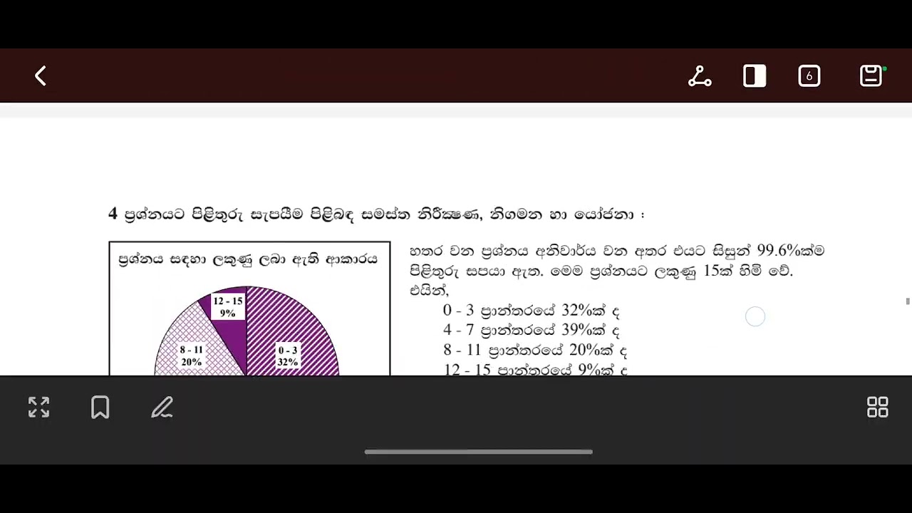4 වන ප්‍රශ්නය සම්බන්ධ විශේෂ කරුනු..