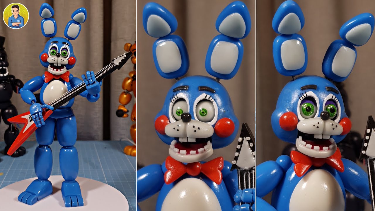 I MADE TOY BONNIE BUT WITH CHANGEABLE EYES😧😧(FNAF2/UCN/FNAF AR) PORCELAIN SCULPTURE