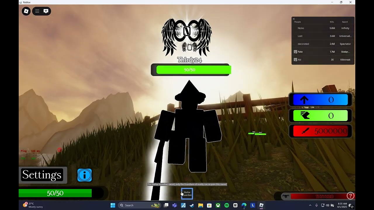I got Escape from Reality badge in Killstreak Swords V3 Remake