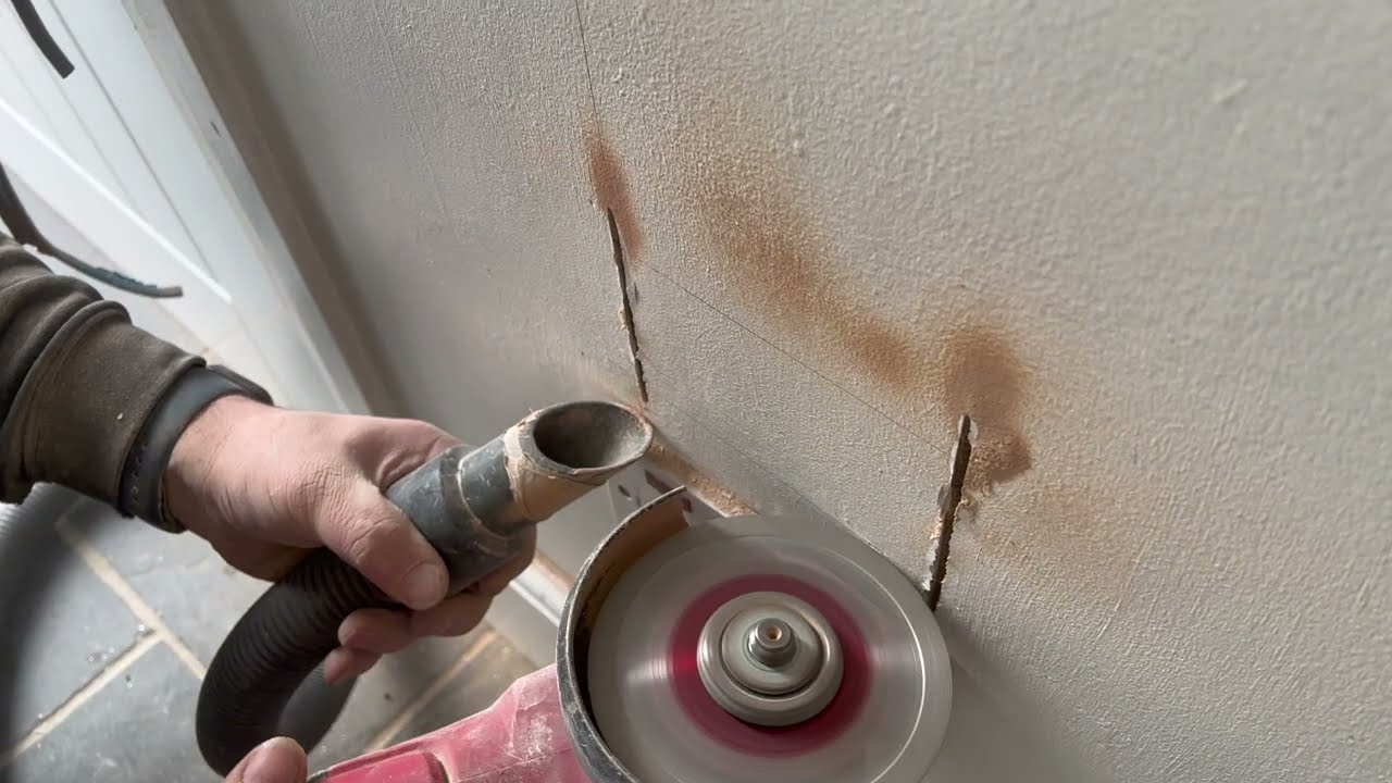 Using a Battery Grinder for chasing electrical boxes neat and tidy cuts clip from 36