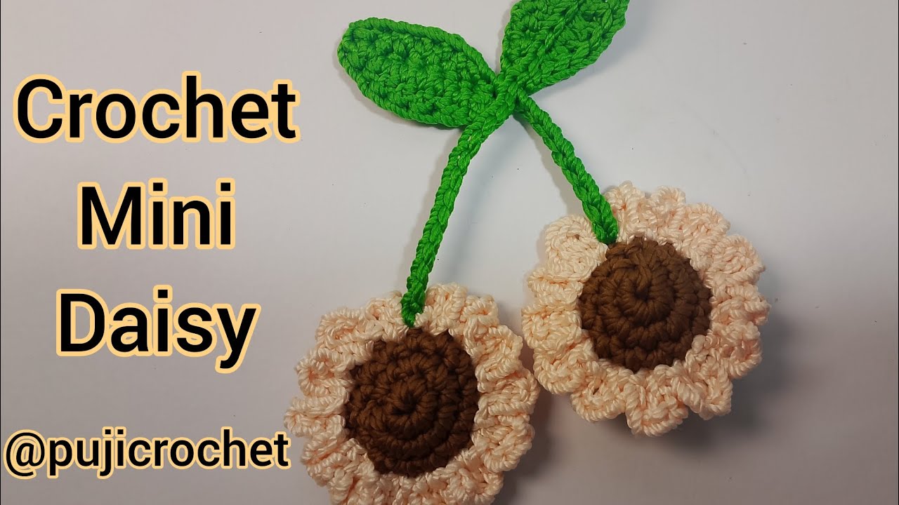 TUTORIAL MERAJUT BUNGA ASTER | crochet mini Daisy | merajut gantungan kunci bentuk bunga