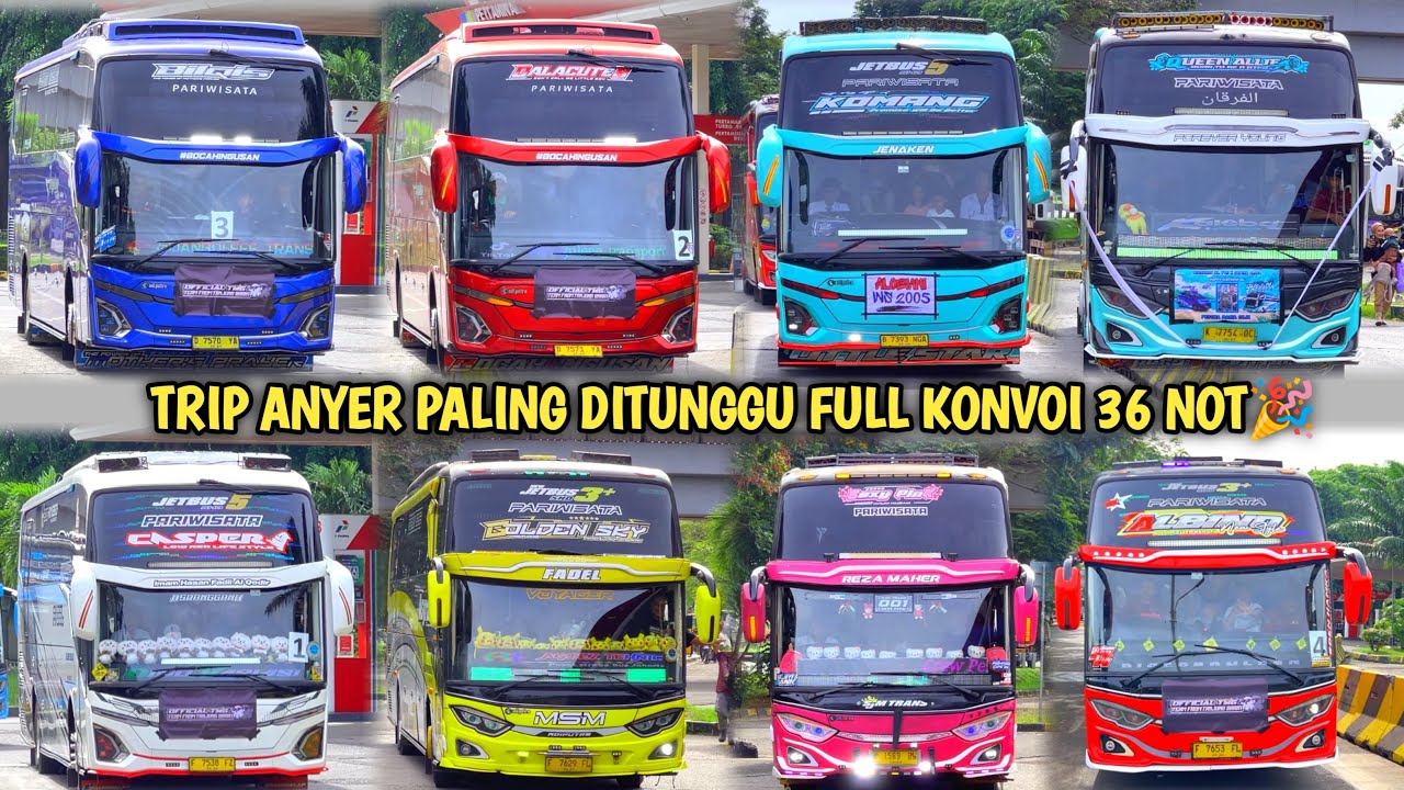 RAME FULL BUS TELOLET BASURI🥳 Hunting Bus Trip Anyer Di Rest Area KM 68👏