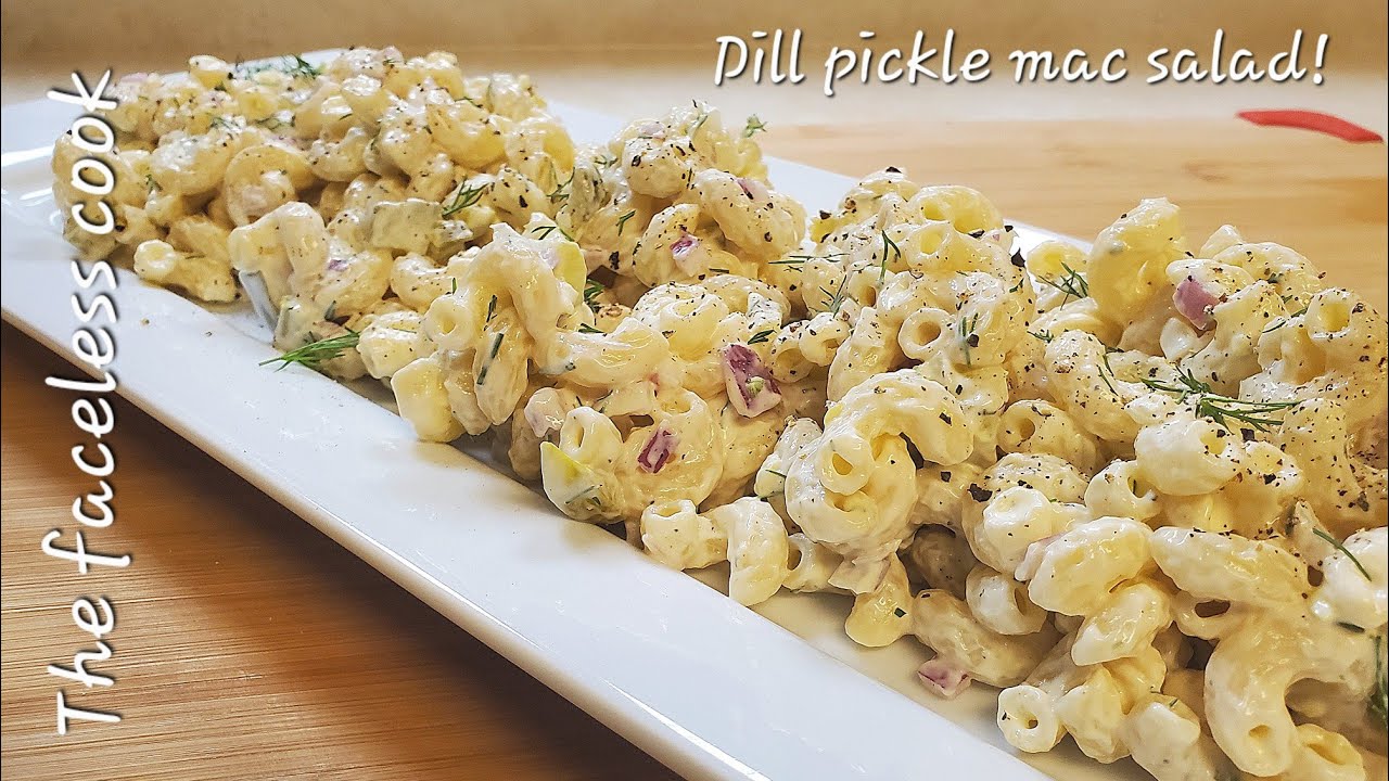 Dill pickle macaroni salad, perfect for memorial day!