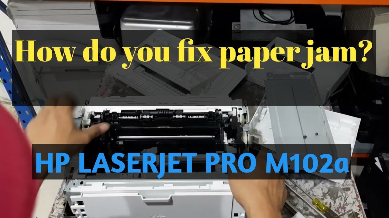 How do you remove paper jam from HP Laserjet Pro m102a?