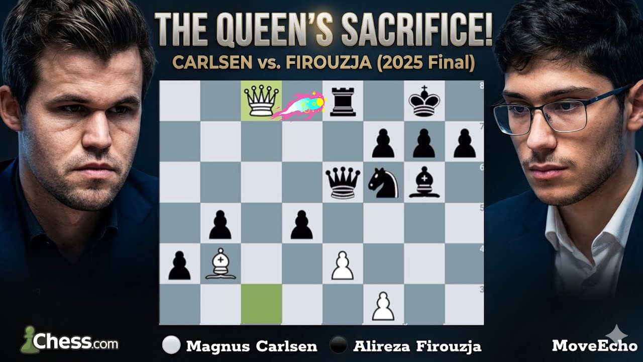MAGNUS CARLSEN'S INCREDIBLE QUEEN SACRIFICE! | vs Alireza Firouzja | No Commentary