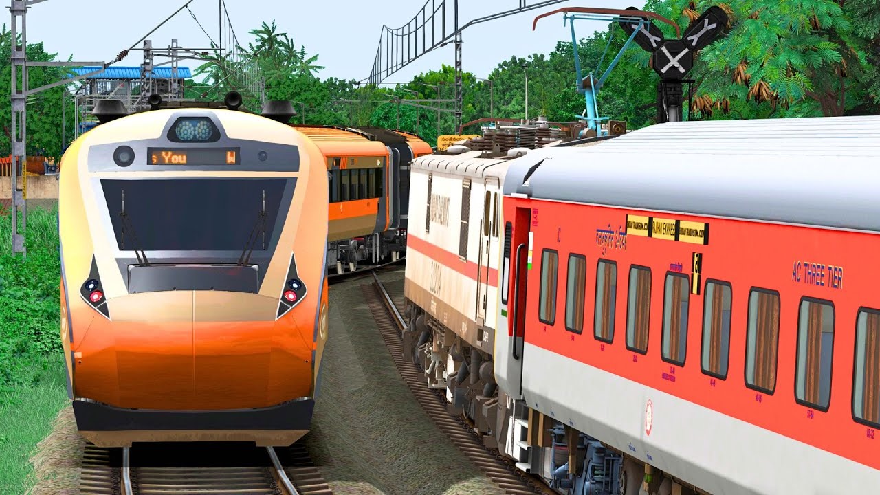 TWO TRAINS CROSSING X RAILROAD CROSSING | BUMPY RAILROAD | Train Simulator | Railwork | NTG GAMING