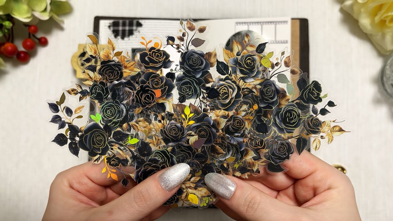 ASMR Black rose🥀 다이어리 꾸미기 Art journalingㅣScrapbookingㅣCollageㅣ紙の音ㅣ手帳デコㅣコラージュㅣ허니마켓ㅣ눈토끼상점ㅣ다꾸