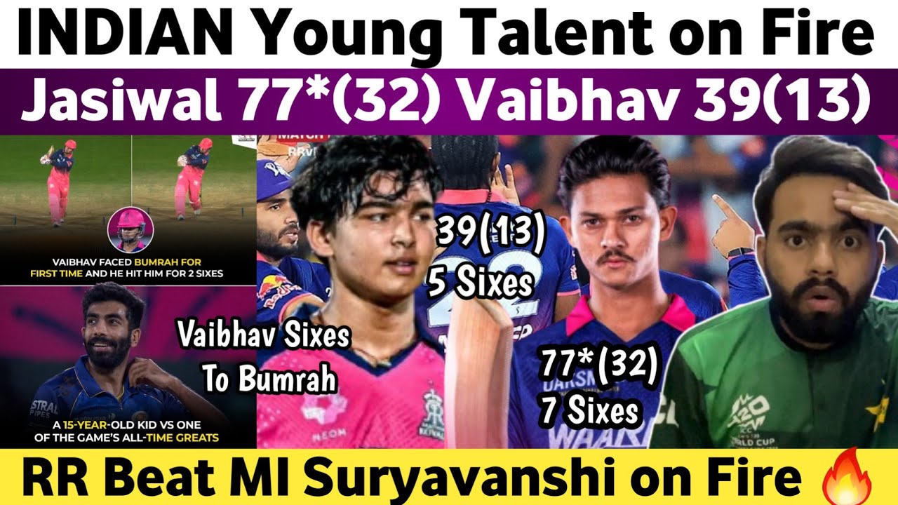 RR Beat MI Pakistani Reaction on Jaiswal 77*(32) & Suryavanshi 39(13) | Vaibhav Sixes To Bumrah IPL 