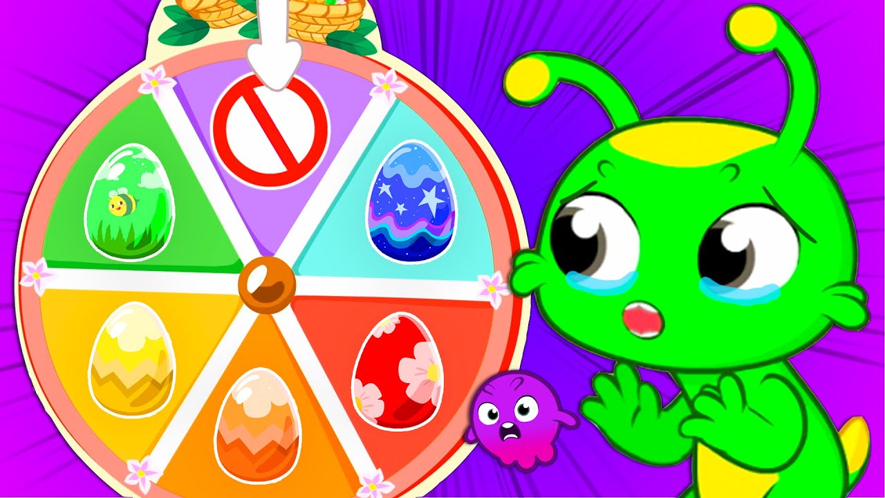 Groovy The Martian plays with a mystery wheel to get surprise eggs at Easter time