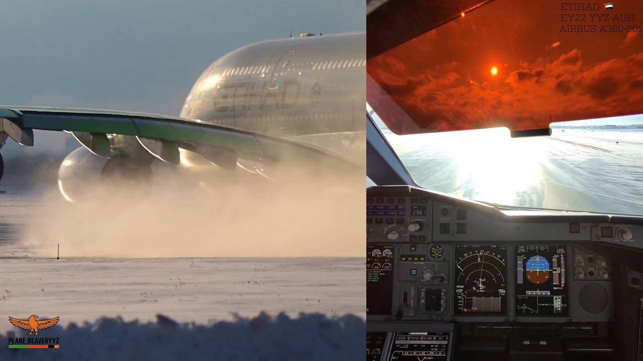 A380 🇦🇪FULL LENGTH SNOW BLASTING TOGA TAKEOFF! @etihad 