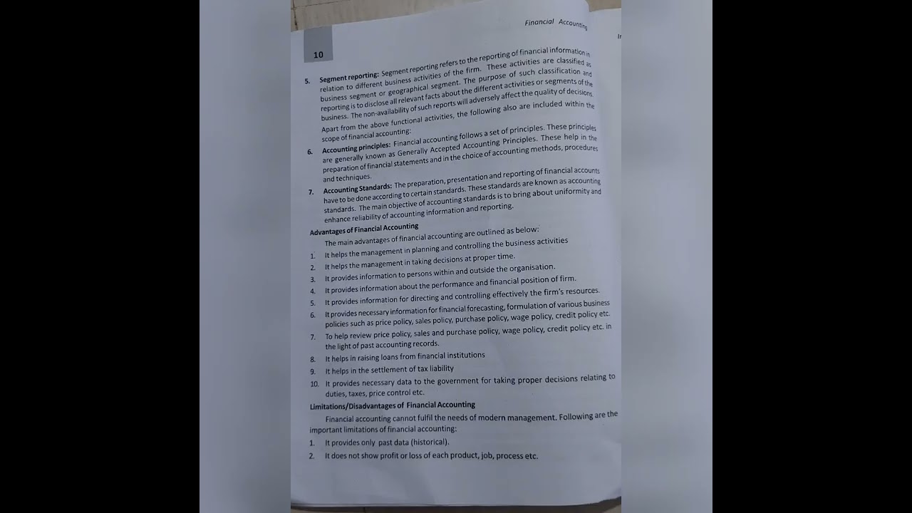 scope of financial accounting/Advantages/disadvantages/limitations