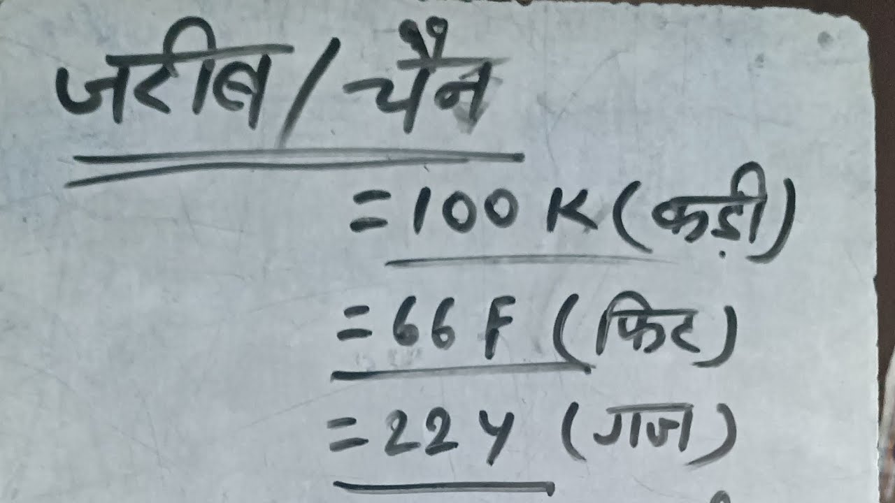 एक जरीब/चैन = ? और 1 कड़ी=?