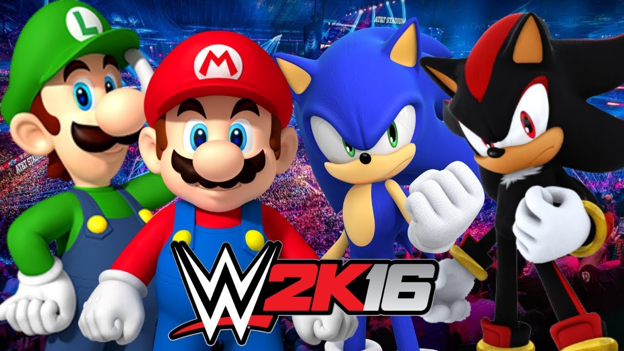MARIO & LUIGI vs SONIC & SHADOW | WWE 2K16 Gameplay